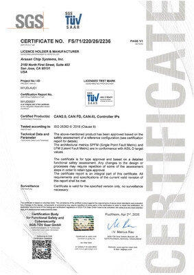 業界首個 CAN XL 與 CAN FD IP ASIL-D 認證