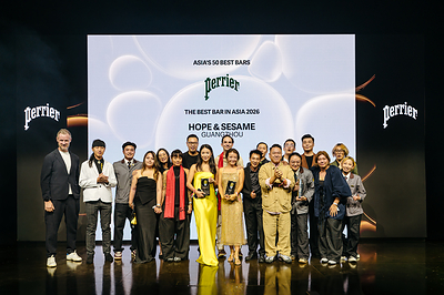 Hope & Sesame in Guangzhou named The Best Bar in Asia at Asia’s 50 Best Bars 2026, sponsored by Perrier, at a live awards ceremony in Macau on 28 July.